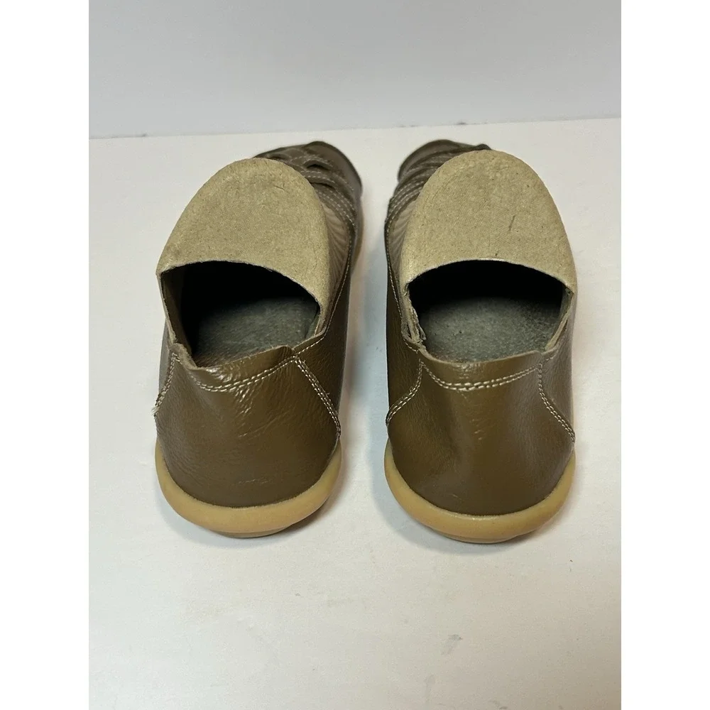 Kunsto Women Leather Casual Cut Out Loafers Flat Slip-on Shoes Sz EUR 42 US 10
